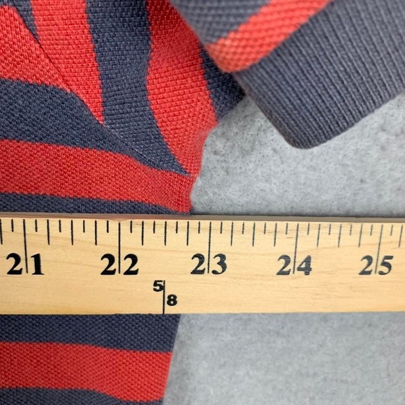 Vintage 90's Polo Ralph Lauren Polo Shirt Striped Rugby Red Blue Men's Large - Picture 3 of 8